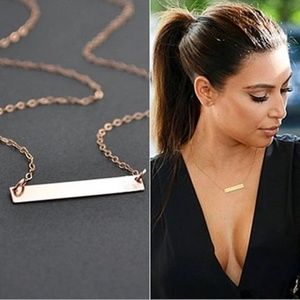 Kim K Minimalist Gold Bar Chic Simple Necklace